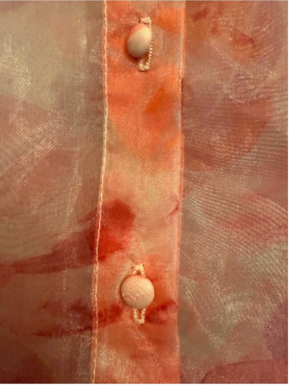 Cece Sheer Floral Button-Down Blouse in Coral - Picture 3 of 3
